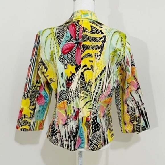 Sharon Young Bright Colorful Floral Jacket Blazer - Picture 3 of 5